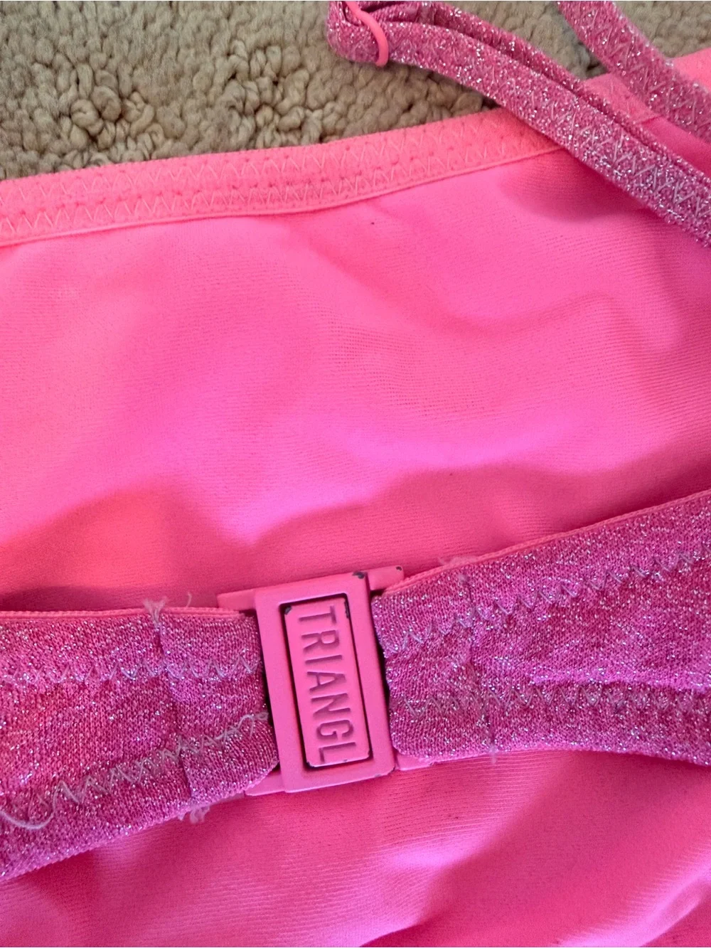 triangl swimwear Pink Shimmer Crop Bikini Set